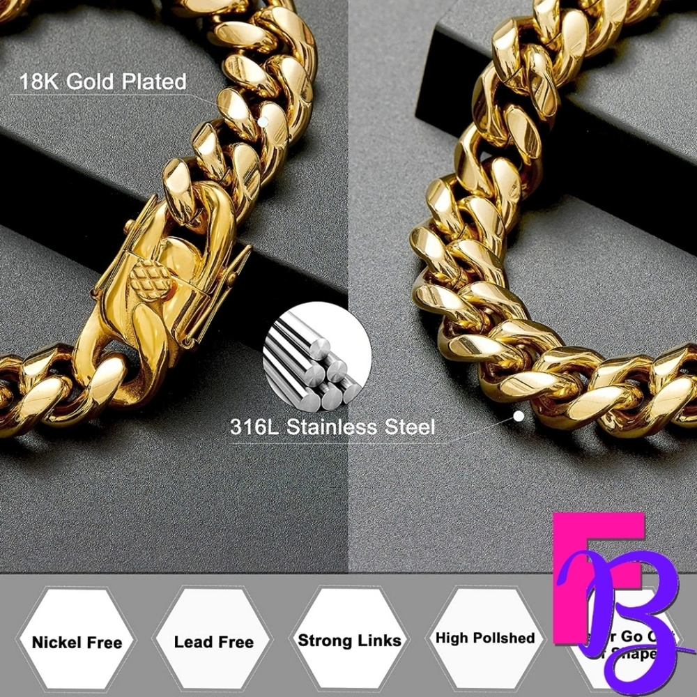 Chunky 14MM 18K Gold Miami Cuban Chain - Picture 5 of 11